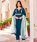 Beautiful Silk Embroidered Kurta Pant Dupatta Set