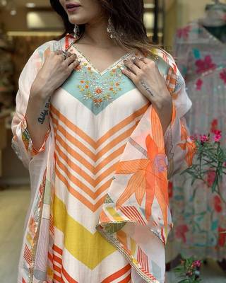 Printed Viscose Rayon Fabric Straight Kurta, Pant and Dupatta Set 3