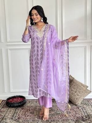 Beautiful Silk Embroidered Kurta Pant Dupatta Set 1