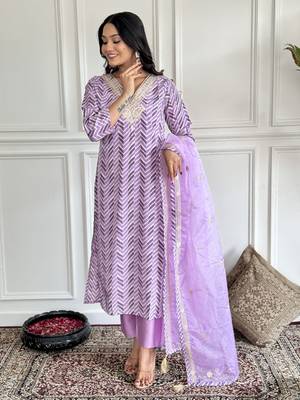 Beautiful Silk Embroidered Kurta Pant Dupatta Set 3