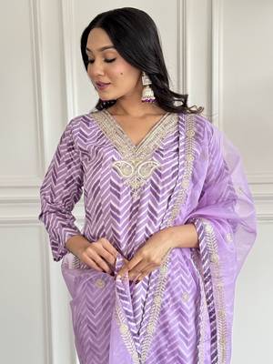 Beautiful Silk Embroidered Kurta Pant Dupatta Set 5