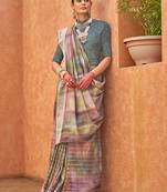 Silk Multi Colour Foil Print Contemporary Saree