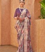 Silk Multi Colour Foil Print Designer Saree