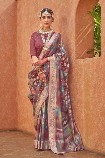 Silk Multi Colour Foil Print Classic Saree