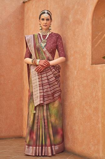 Silk Foil Print Multi Colour Contemporary Saree