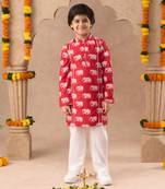 Trunk tales boys red kurta with pant