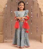 Grey cotton lehanga and choli with dupata ethnic set