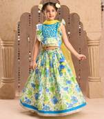 Green cotton lehanga and choli with dupata ethnic set