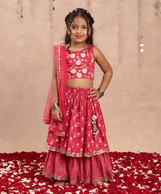 Red cotton lehanga and choli with dupata ethnic set 6
