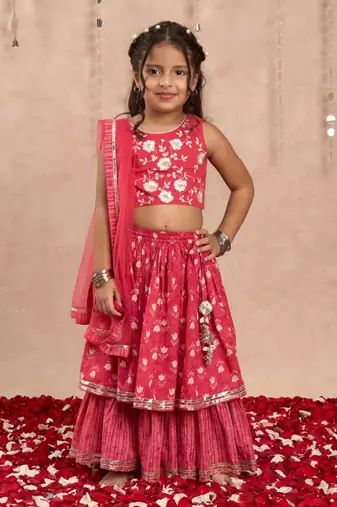 Red cotton lehanga and choli with dupata ethnic set