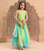 Green cotton lehanga and choli with dupata ethnic set
