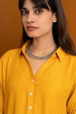 Mustard yellow, plain, linen, casual wear, co-ord set 5