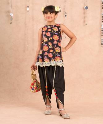 Black cotton kurta with dhoti ethnic set 1