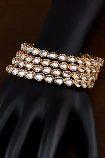 Gold Plated Kundan Bangles BD700