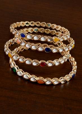 Gold Plated Kundan and Stone Bangles BD702 1