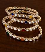 Gold Plated Kundan and Stone Bangles BD702