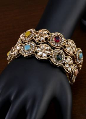 Antique look designer stone bangles bd703 2