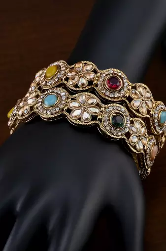 Antique look designer stone bangles bd703