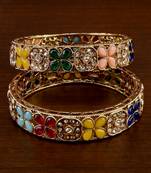 Antique gold stone bangles bd706