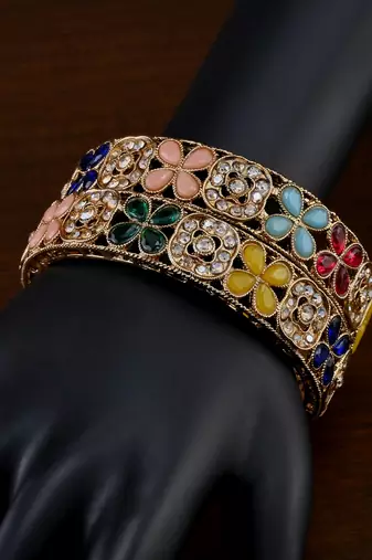 Antique gold stone bangles bd706