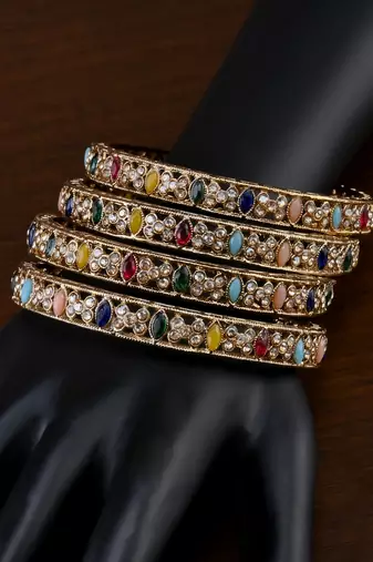 Antique multicolored stone bangles bd707