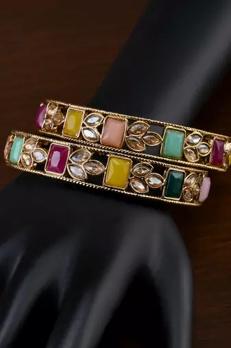 Antique multicolored stone bangles bd709