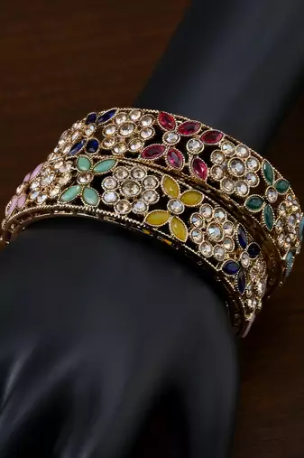 Antique multicolored stone bangles bd711