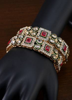 Kundan stone embellished meenakari bangles bd712 2