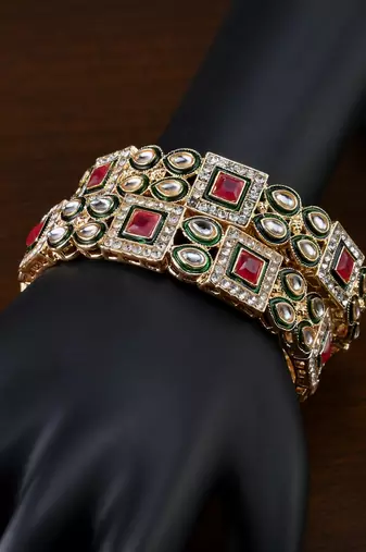 Kundan stone embellished meenakari bangles bd712