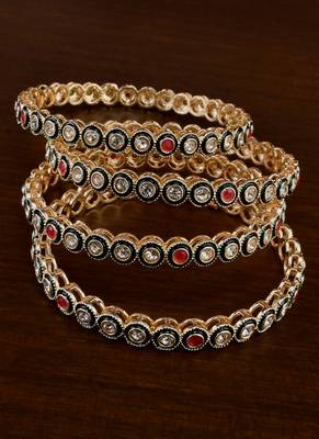 Kundan stone embellished meenakari bangles bd713 1