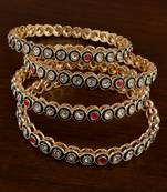 Kundan stone embellished meenakari bangles bd713