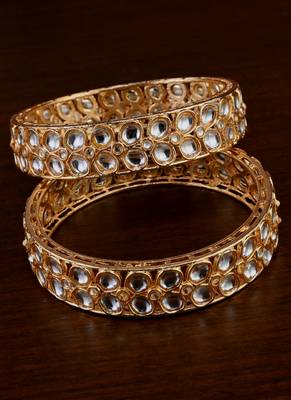 Gold plated kundan bangles bd714 1