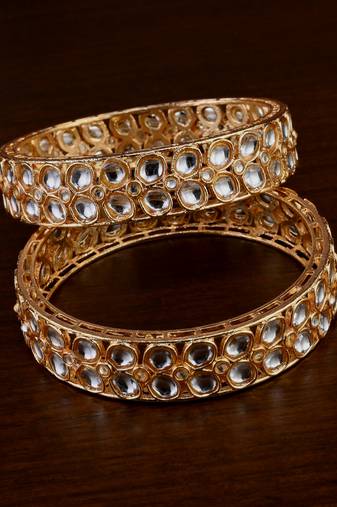Gold plated kundan bangles bd714