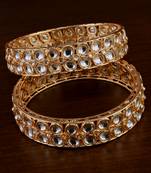 Gold plated kundan bangles bd714