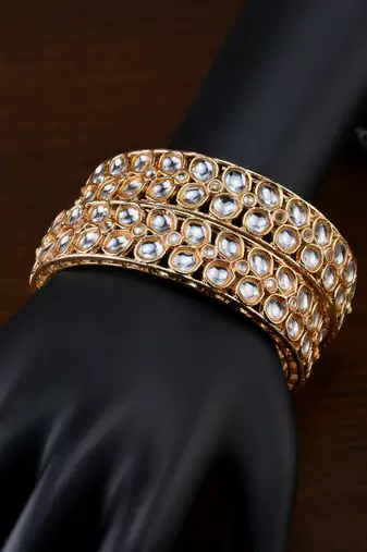 Gold plated kundan bangles bd714
