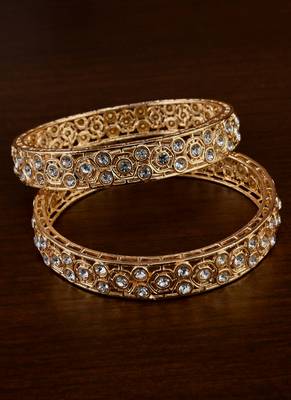 Gold plated kundan bangles bd715 1
