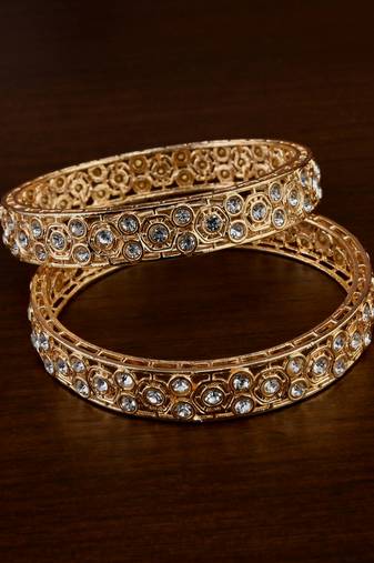 Gold plated kundan bangles bd715