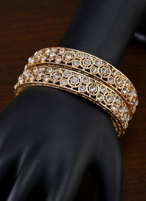 Gold plated kundan bangles bd715 2