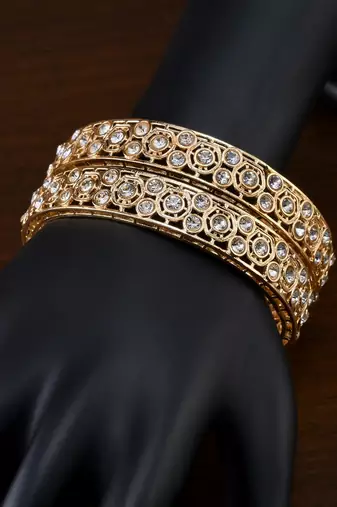 Gold plated kundan bangles bd715