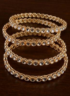 Gold plated kundan bangles bd716 1