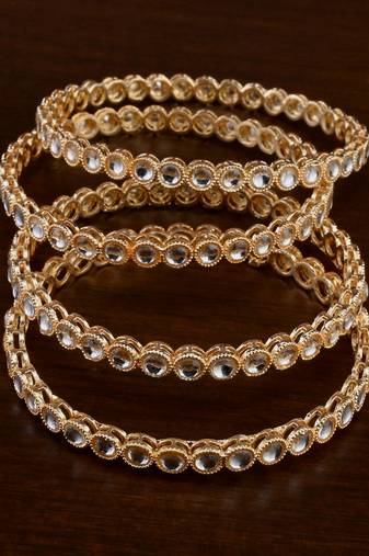 Gold plated kundan bangles bd716