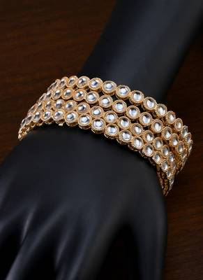 Gold plated kundan bangles bd716 2