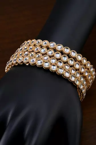 Gold plated kundan bangles bd716