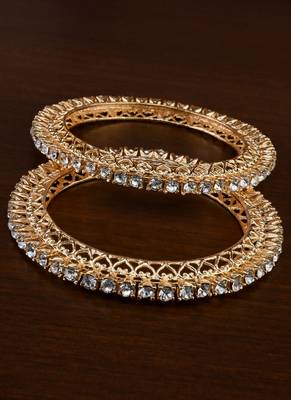 Gold plated kundan bangles bd717 1