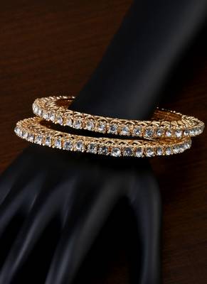 Gold plated kundan bangles bd717 2