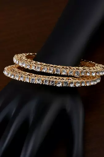 Gold plated kundan bangles bd717