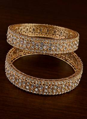 Gold plated kundan bangles bd718 1