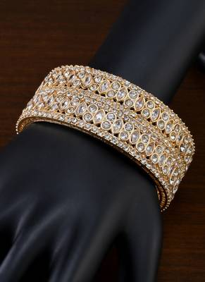 Gold plated kundan bangles bd718 2