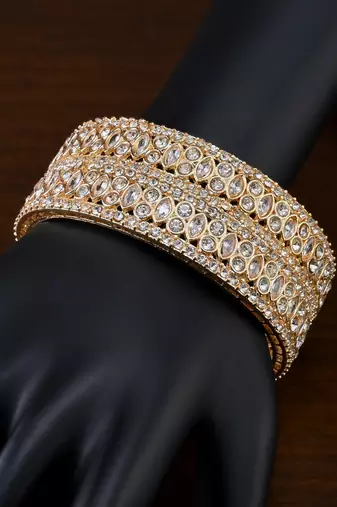 Gold plated kundan bangles bd718