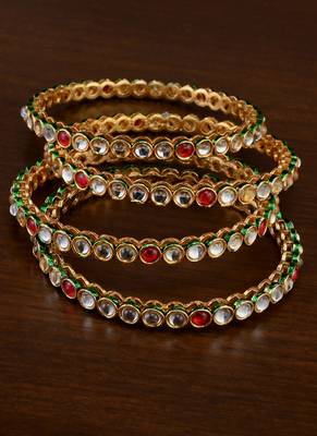 Kundan stone embellished meenakari bangles bd719 1
